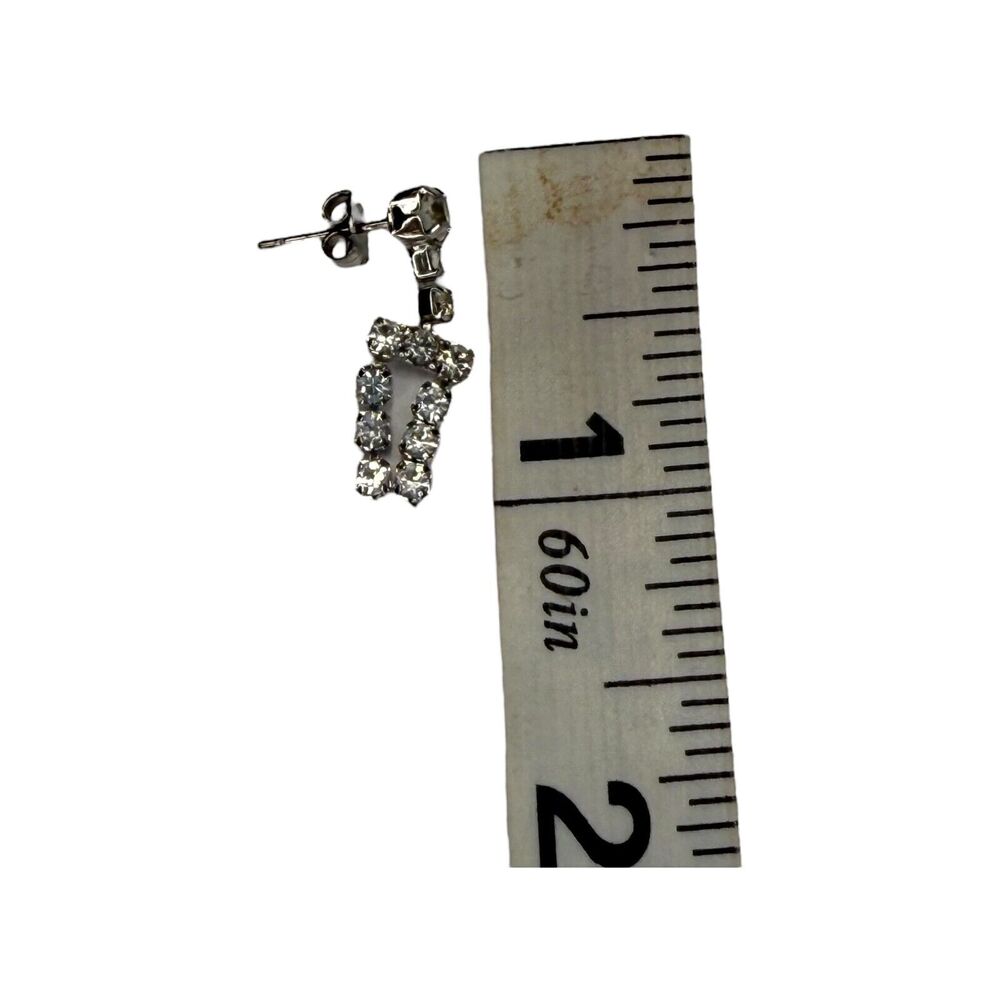 Vintage Silver-Tone Clear Rhinestones Prong Stud Earrings Women Fashion Jewelry - Picture 6 of 6